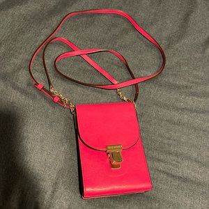 Henri Bendel Hot Pink Leather Peru Crossbody Purse Handbag